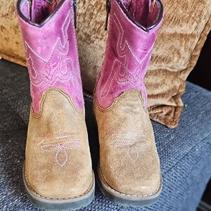 Pink and Brown Western Boots